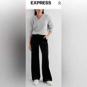 EXPRESS Editor Mid Rise Pitch Black 58 Velvet Relaxed Trouser Pant Women size 4